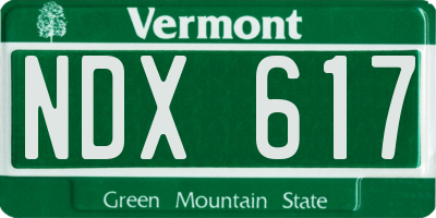 VT license plate NDX617
