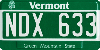 VT license plate NDX633