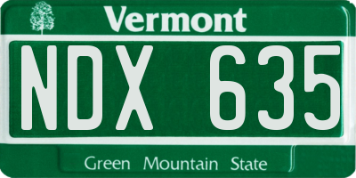 VT license plate NDX635