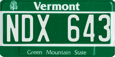 VT license plate NDX643