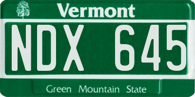 VT license plate NDX645