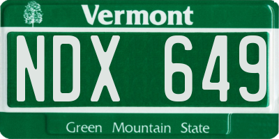 VT license plate NDX649