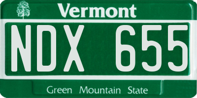 VT license plate NDX655