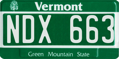 VT license plate NDX663