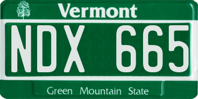 VT license plate NDX665