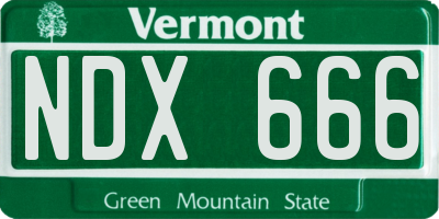 VT license plate NDX666
