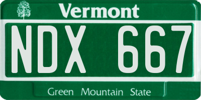 VT license plate NDX667