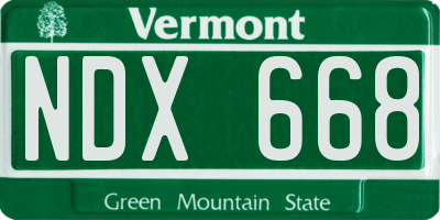 VT license plate NDX668