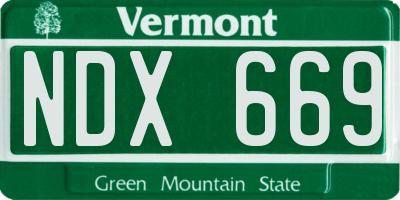 VT license plate NDX669