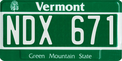 VT license plate NDX671