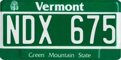VT license plate NDX675