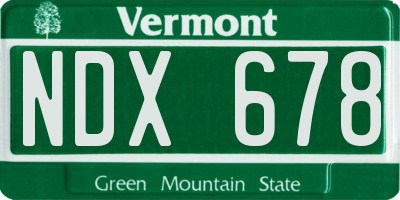 VT license plate NDX678