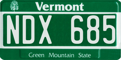 VT license plate NDX685