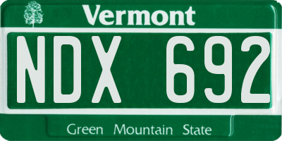 VT license plate NDX692