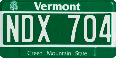 VT license plate NDX704