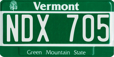 VT license plate NDX705
