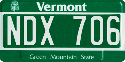 VT license plate NDX706