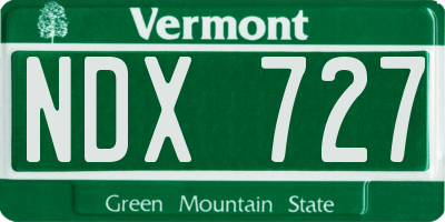 VT license plate NDX727
