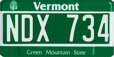 VT license plate NDX734