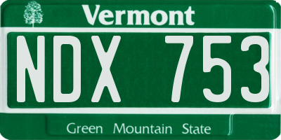 VT license plate NDX753