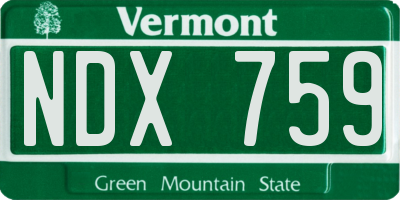 VT license plate NDX759