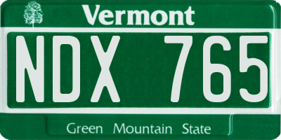 VT license plate NDX765
