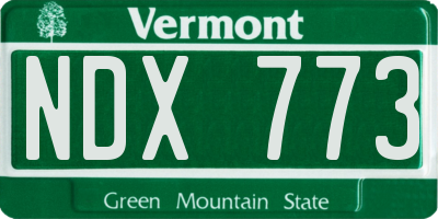 VT license plate NDX773