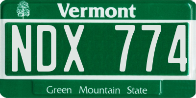 VT license plate NDX774