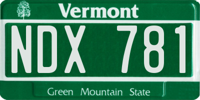 VT license plate NDX781