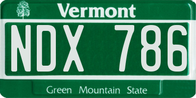 VT license plate NDX786