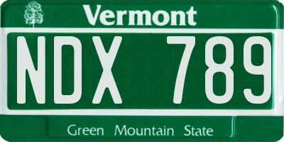 VT license plate NDX789