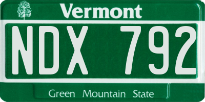 VT license plate NDX792
