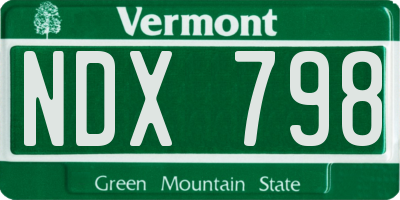 VT license plate NDX798