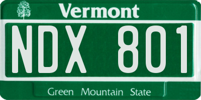VT license plate NDX801