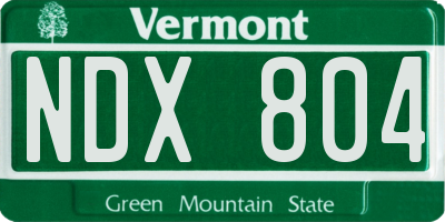 VT license plate NDX804