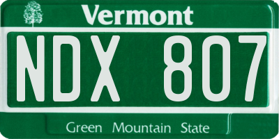 VT license plate NDX807
