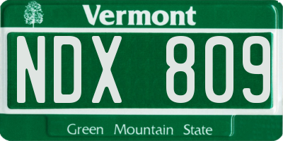 VT license plate NDX809
