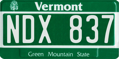 VT license plate NDX837