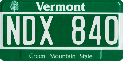 VT license plate NDX840