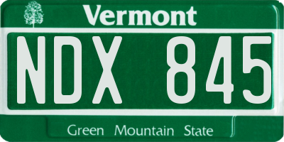 VT license plate NDX845