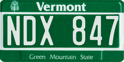VT license plate NDX847