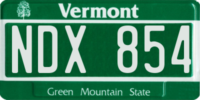 VT license plate NDX854