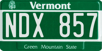 VT license plate NDX857
