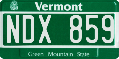 VT license plate NDX859