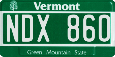 VT license plate NDX860
