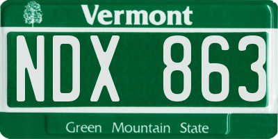 VT license plate NDX863