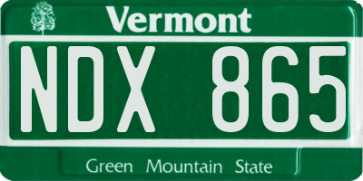 VT license plate NDX865