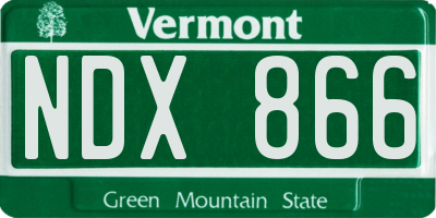 VT license plate NDX866