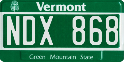 VT license plate NDX868