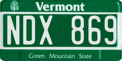 VT license plate NDX869